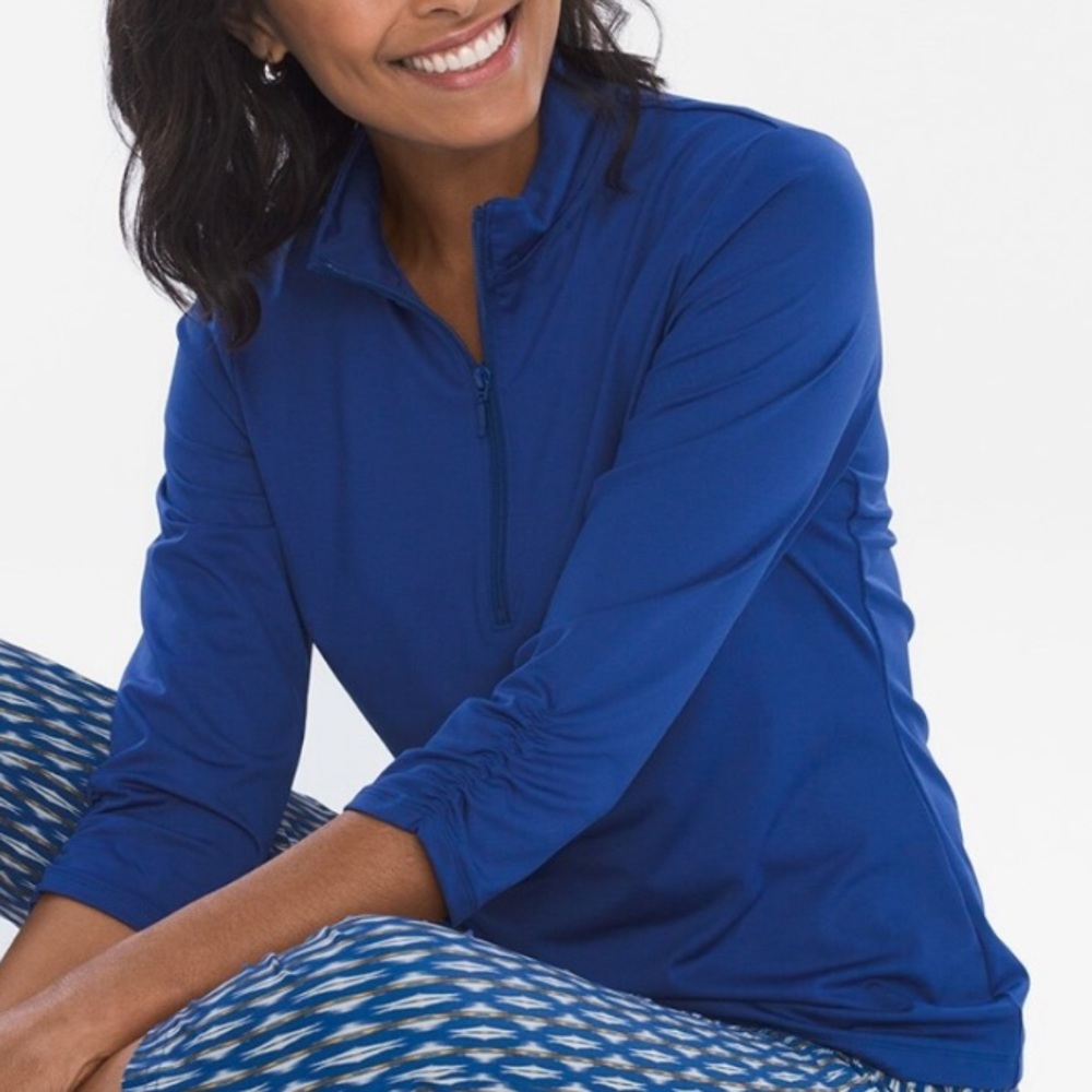 NEW! Chico's Zenerg Blue Pullover Top